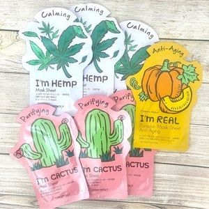 TonyMoly Sheet Mask Hemp Calming Cactus Purifying & pumpkin Anti-aging Lot